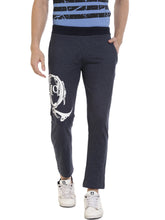 Rocx Men's Navy Blue Melange Colour Printed Trackpant