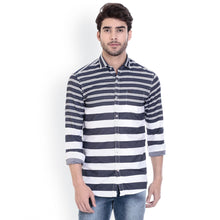 ROCX Navy Blue-White Twill Check Slim Fit Shirts