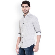 ROCX Shirt Grey White Colour Printed Shirts With Contrast Button