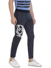 Rocx Men's Navy Blue Melange Colour Printed Trackpant