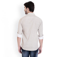 ROCX Shirts  Khakhi White Colour Printed Shirts With Contrast Button