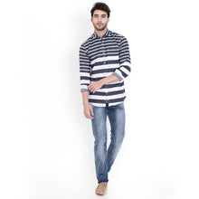 ROCX Navy Blue-White Twill Check Slim Fit Shirts
