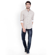 ROCX Shirts  Khakhi White Colour Printed Shirts With Contrast Button