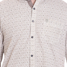ROCX Shirts  Khakhi White Colour Printed Shirts With Contrast Button