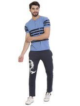 Rocx Men's Navy Blue Melange Colour Printed Trackpant