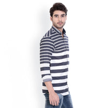 ROCX Navy Blue-White Twill Check Slim Fit Shirts