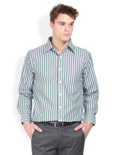 Thisrupt Blue Marble Green casual striped slim fit shirt