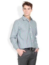 Thisrupt Blue Marble Green casual striped slim fit shirt