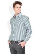 Thisrupt Blue Marble Green casual striped slim fit shirt