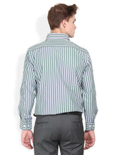 Thisrupt Blue Marble Green casual striped slim fit shirt