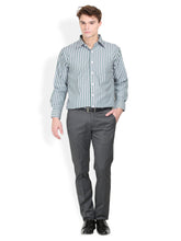 Thisrupt Blue Marble Green casual striped slim fit shirt