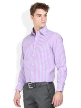 Thisrupt Blue Marble Purple casual striped slim fit shirt
