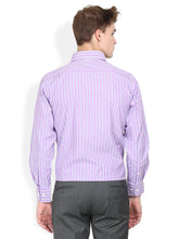 Thisrupt Blue Marble Purple casual striped slim fit shirt
