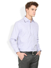 Thisrupt Blue Marble Blue casual striped slim fit shirt