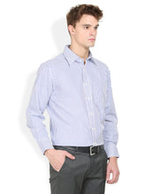 Thisrupt Blue Marble Blue casual striped slim fit shirt
