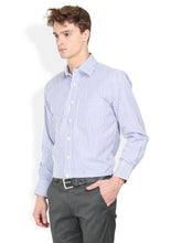 Thisrupt Blue Marble Blue casual striped slim fit shirt