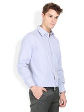 Thisrupt Blue Marble Blue casual striped slim fit shirt