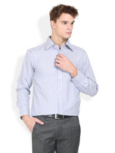 Thisrupt Blue Marble Blue casual striped slim fit shirt