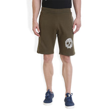 Rocx Men's Olive Green Skull Printed Shorts