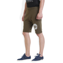 Rocx Men's Olive Green Skull Printed Shorts