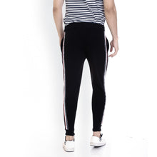 Rocx Men's Black Colour Contrast Strap Trackpant
