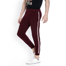 Rocx Men's Maroon Colour Contrast Strap Trackpant