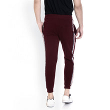 Rocx Men's Maroon Colour Contrast Strap Trackpant