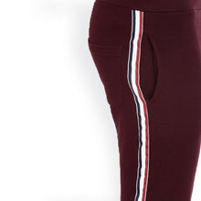 Rocx Men's Maroon Colour Contrast Strap Trackpant
