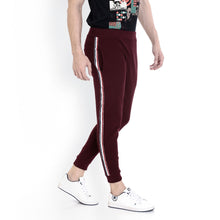Rocx Men's Maroon Colour Contrast Strap Trackpant