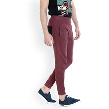 Rocx Men's Maroon Colour Contrast Back Pocket Trackpant