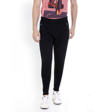 Rocx Men's Black Colour Contrast And Zipper Trackpant