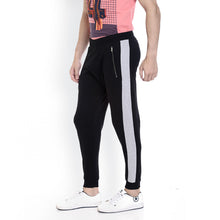 Rocx Men's Black Colour Contrast And Zipper Trackpant