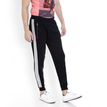 Rocx Men's Black Colour Contrast And Zipper Trackpant