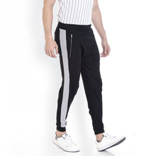 Rocx Men's Black Colour Contrast And Zipper Trackpant