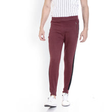 Rocx Men's Maroon Colour Contrast And Zipper Trackpant
