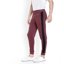 Rocx Men's Maroon Colour Contrast And Zipper Trackpant