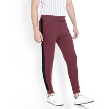 Rocx Men's Maroon Colour Contrast And Zipper Trackpant
