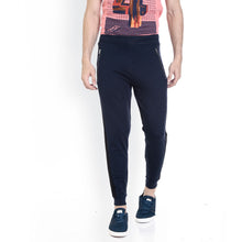 Rocx Men's Blue Colour Contrast And Zipper Trackpant