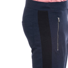 Rocx Men's Blue Colour Contrast And Zipper Trackpant