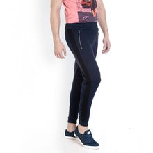Rocx Men's Blue Colour Contrast And Zipper Trackpant