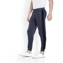 Rocx Men's Blue Colour Contrast And Zipper Trackpant