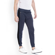 Rocx Men's Blue Colour Contrast And Zipper Trackpant