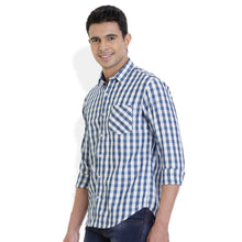 ROCX Men's Multi Colour Indigo Checks Casual Shirt