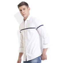 Rocx Men's Navy blue Colour Panel Casual Shirt