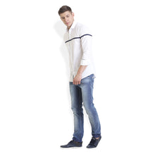 Rocx Men's Navy blue Colour Panel Casual Shirt