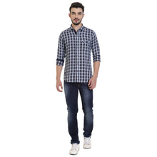 Rocx Mens Casual Indigo Checks Shirt